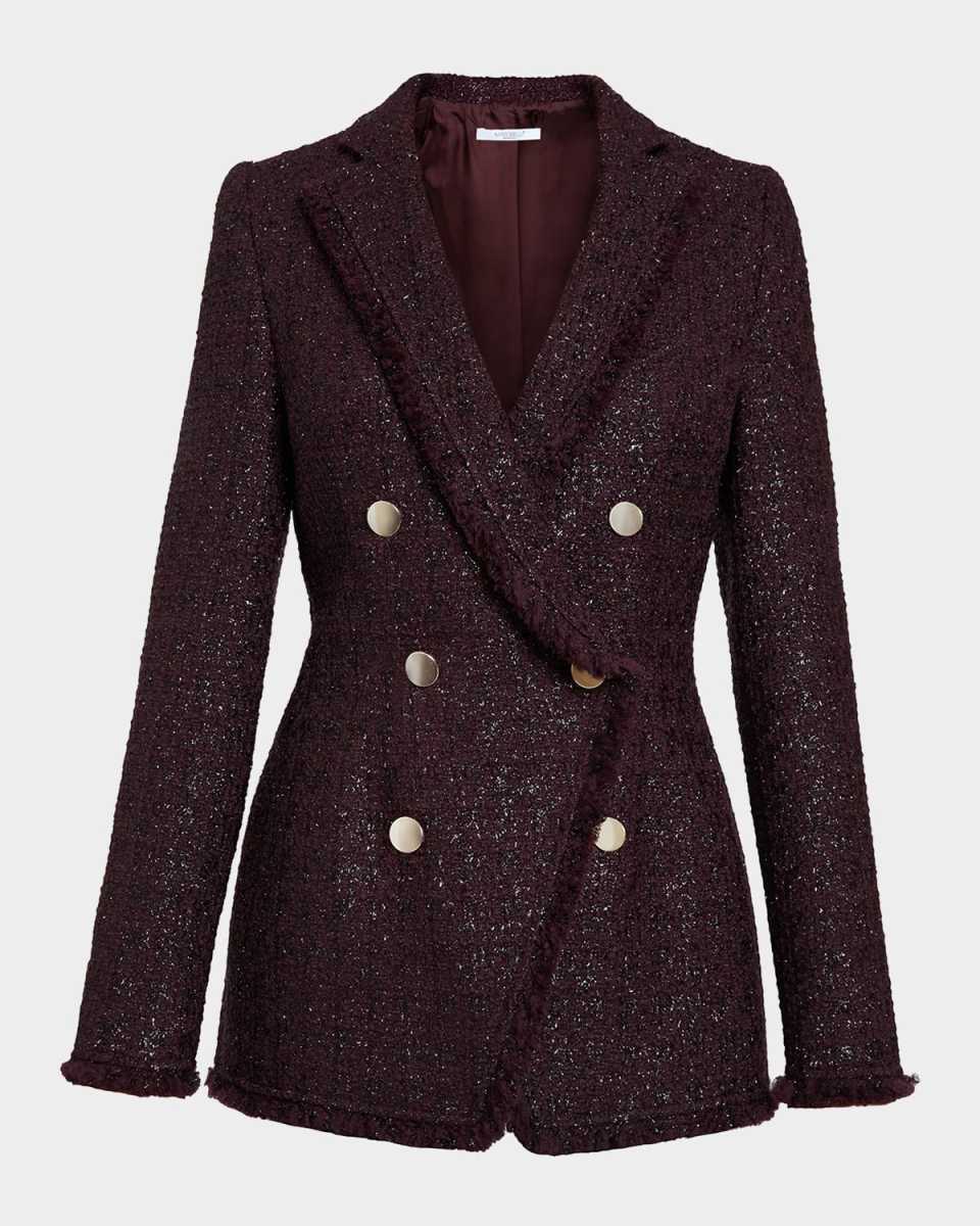 Double-Breasted Metallic Tweed Jacket